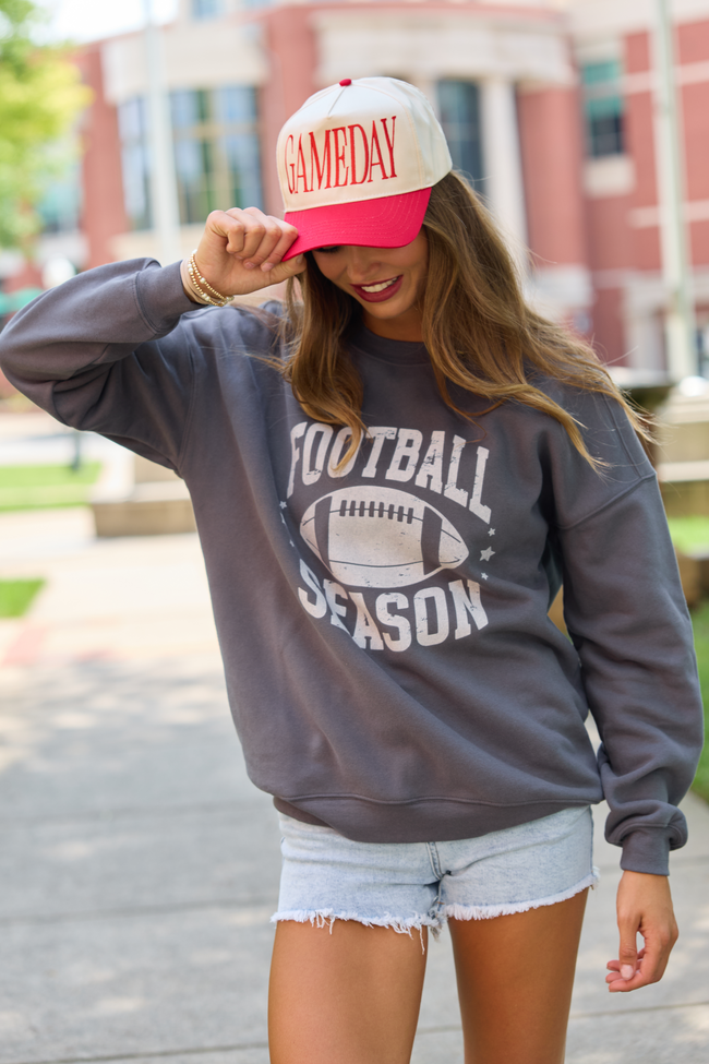 Football Season Dark Grey Graphic Sweatshirt