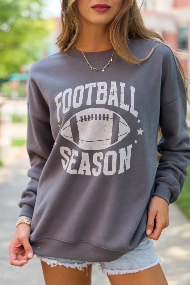 Football Season Dark Grey Graphic Sweatshirt