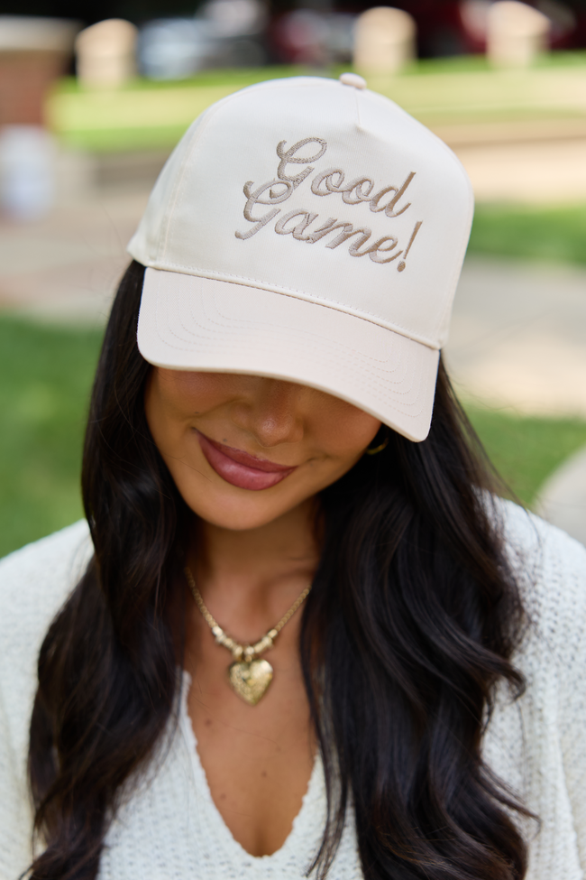 Good Game Natural/Khaki Embroidered Trucker Hat