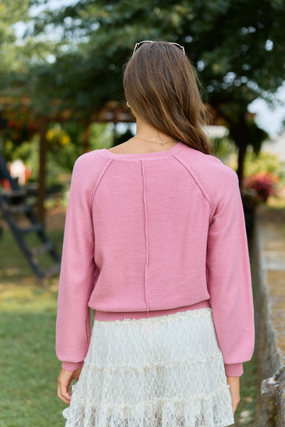 Casey Mauve Henley Pullover