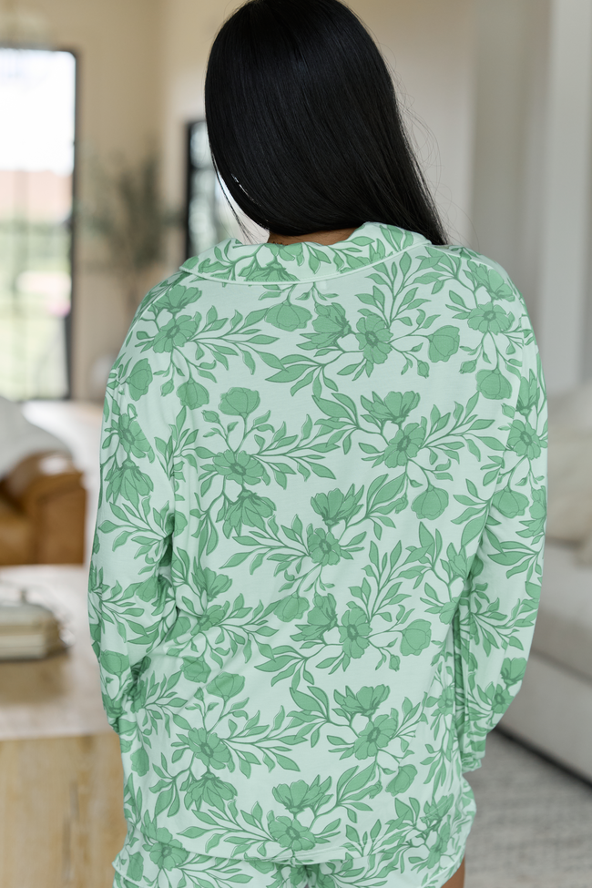 Cozy Crush Green Print Pajama Top - Green Floral