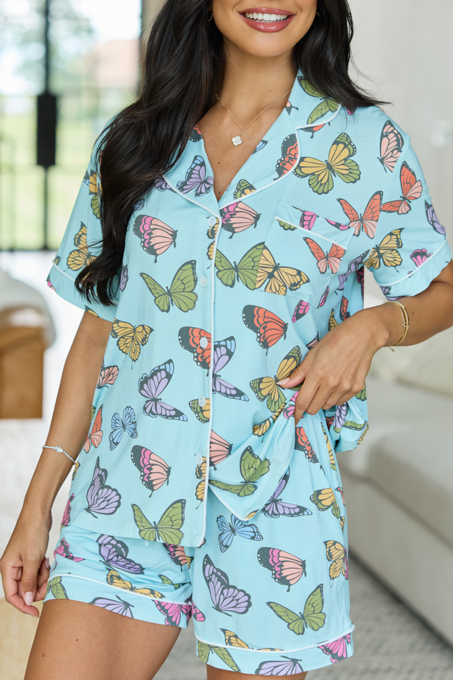 Cozy Crush Pajama Top - Blue Butterfly