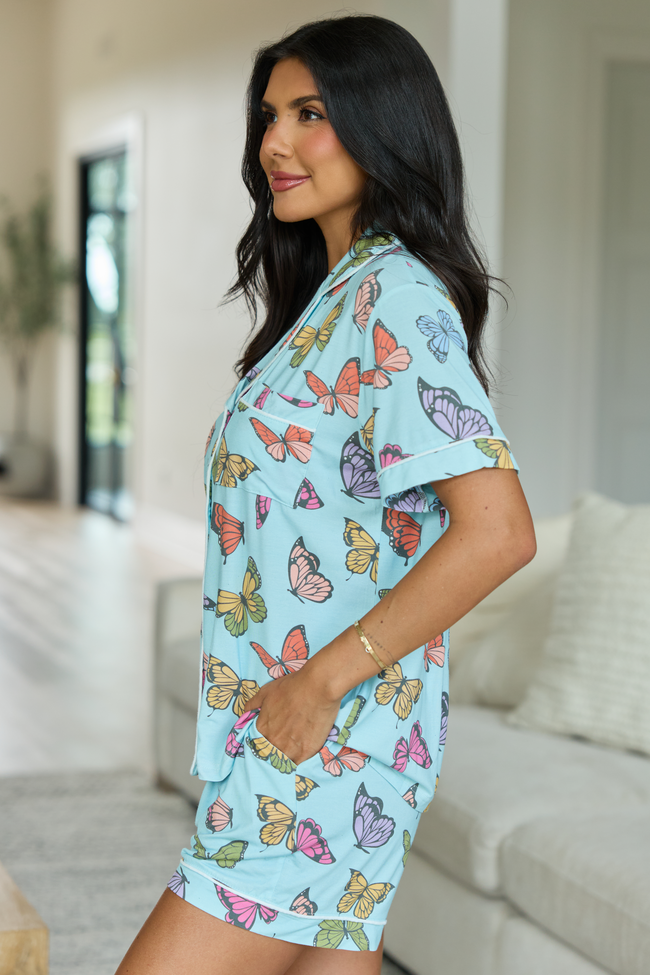 Cozy Crush Pajama Top - Blue Butterfly