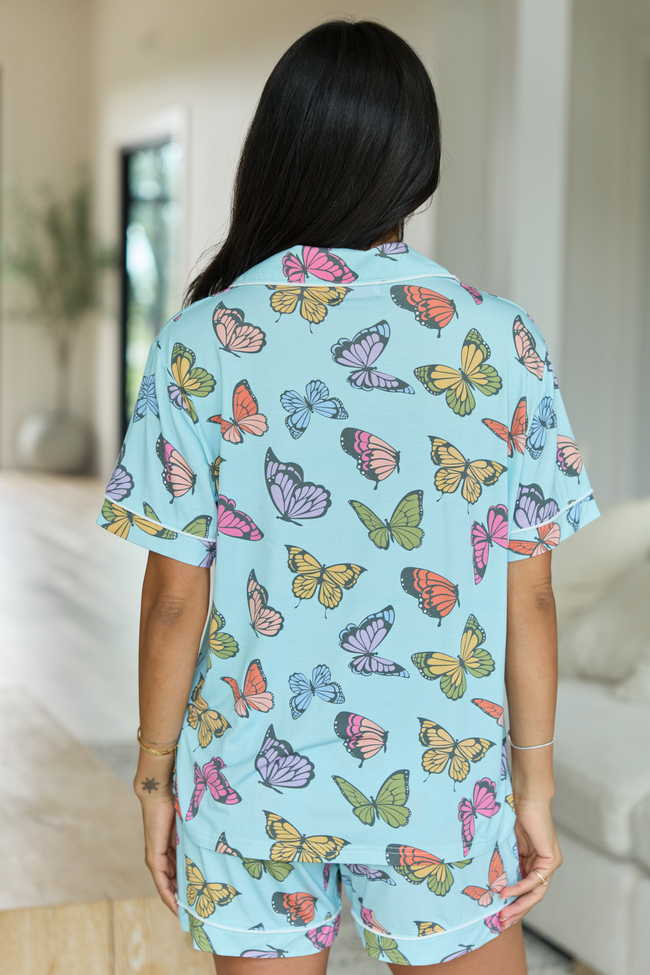 Cozy Crush Pajama Top - Blue Butterfly