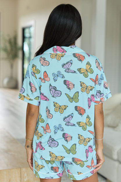 Cozy Crush Pajama Top - Blue Butterfly