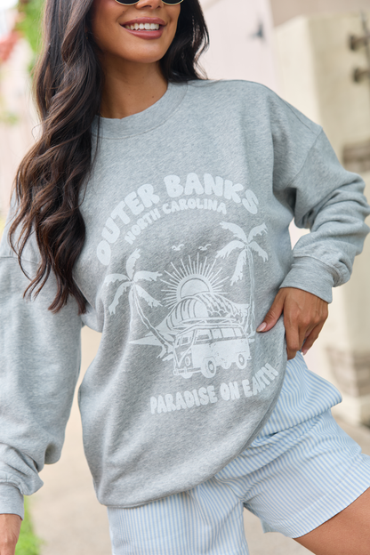 Outer Banks Paradise Light Grey Graphic Sweatshirt