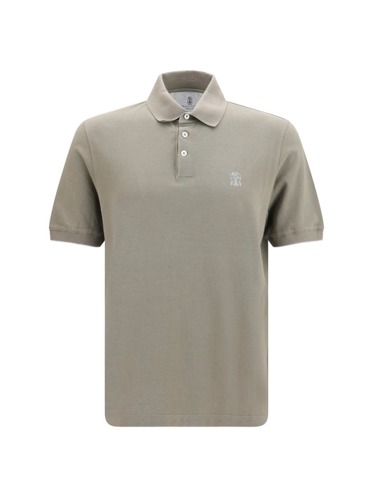 Polo Shirt Cotton Khaki/Grey