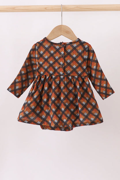 Premium brown plaid muslin bubble