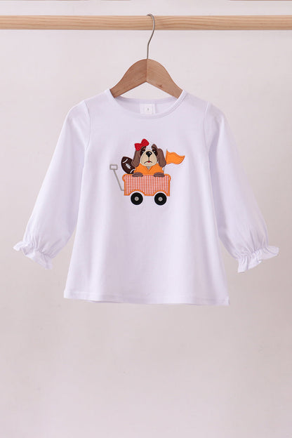 Premium White Tennessee puppy applique top