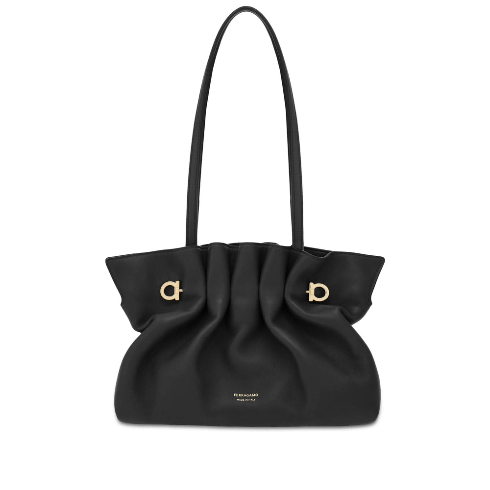 Ferragamo Soft Black Shoulder Bag