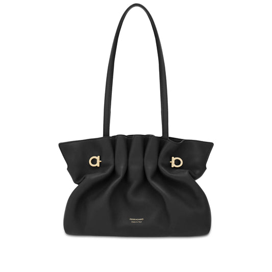 Ferragamo Soft Black Shoulder Bag