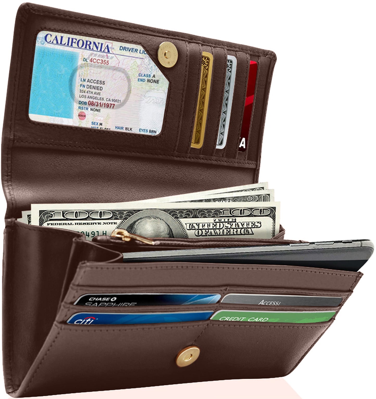 Accordion Clutch With Removable Checkbook Holder