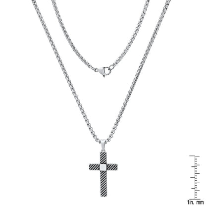Stainless Steel Textured Cross Pendant