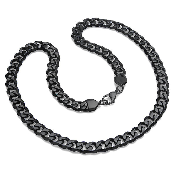 Classic Black Cuban Link Chain Necklace