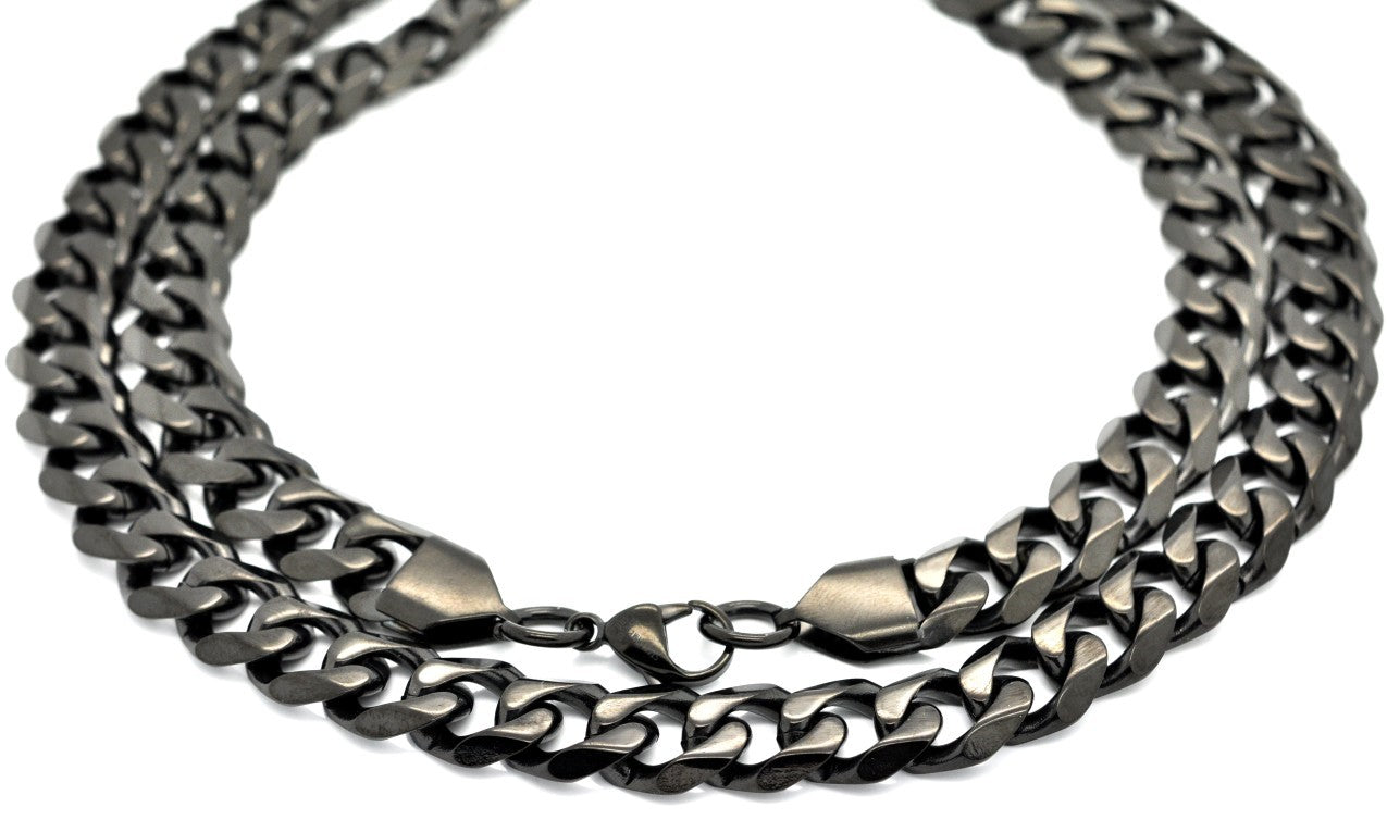 Classic Black Cuban Link Chain Necklace