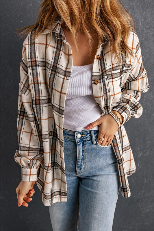 Threaded Pear Khloe Oversized Plaid Pattern Shacket