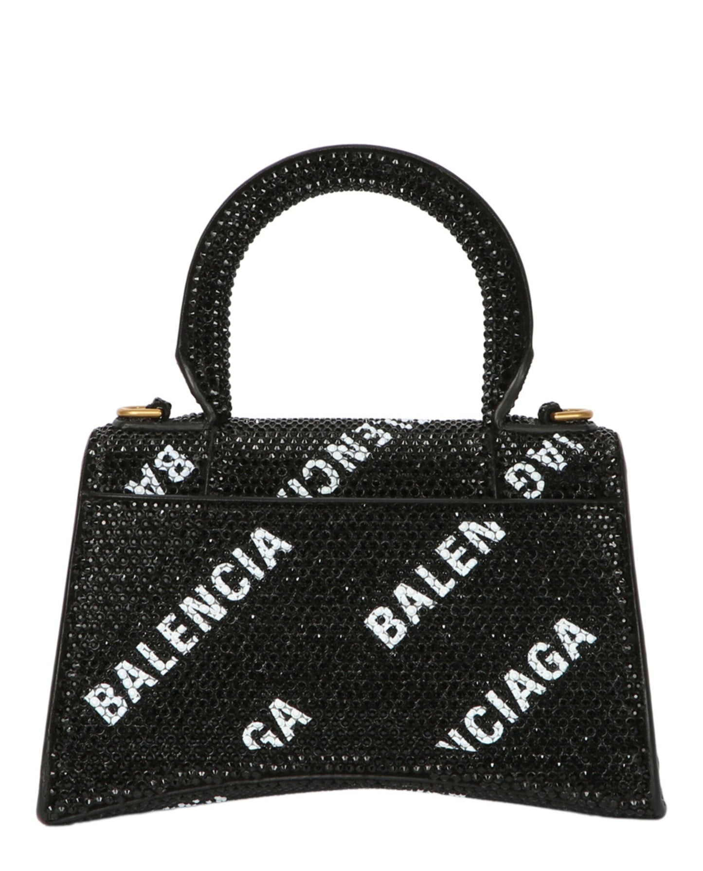 Balenciaga Hourglass Xs Top Handle Bag With Allover Logo Strass