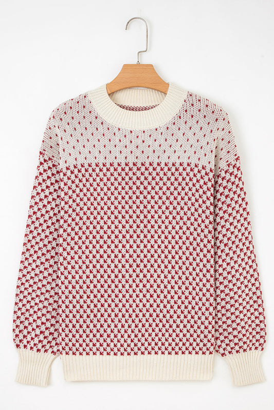 Threaded Pear Kinley Pattern Lantern Sleeve Sweater