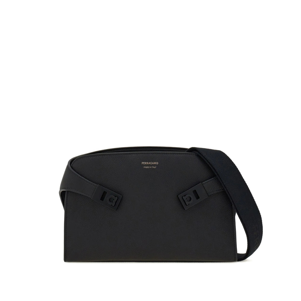 Black Calfskin Luggage With Adjustable Shoulder Strap