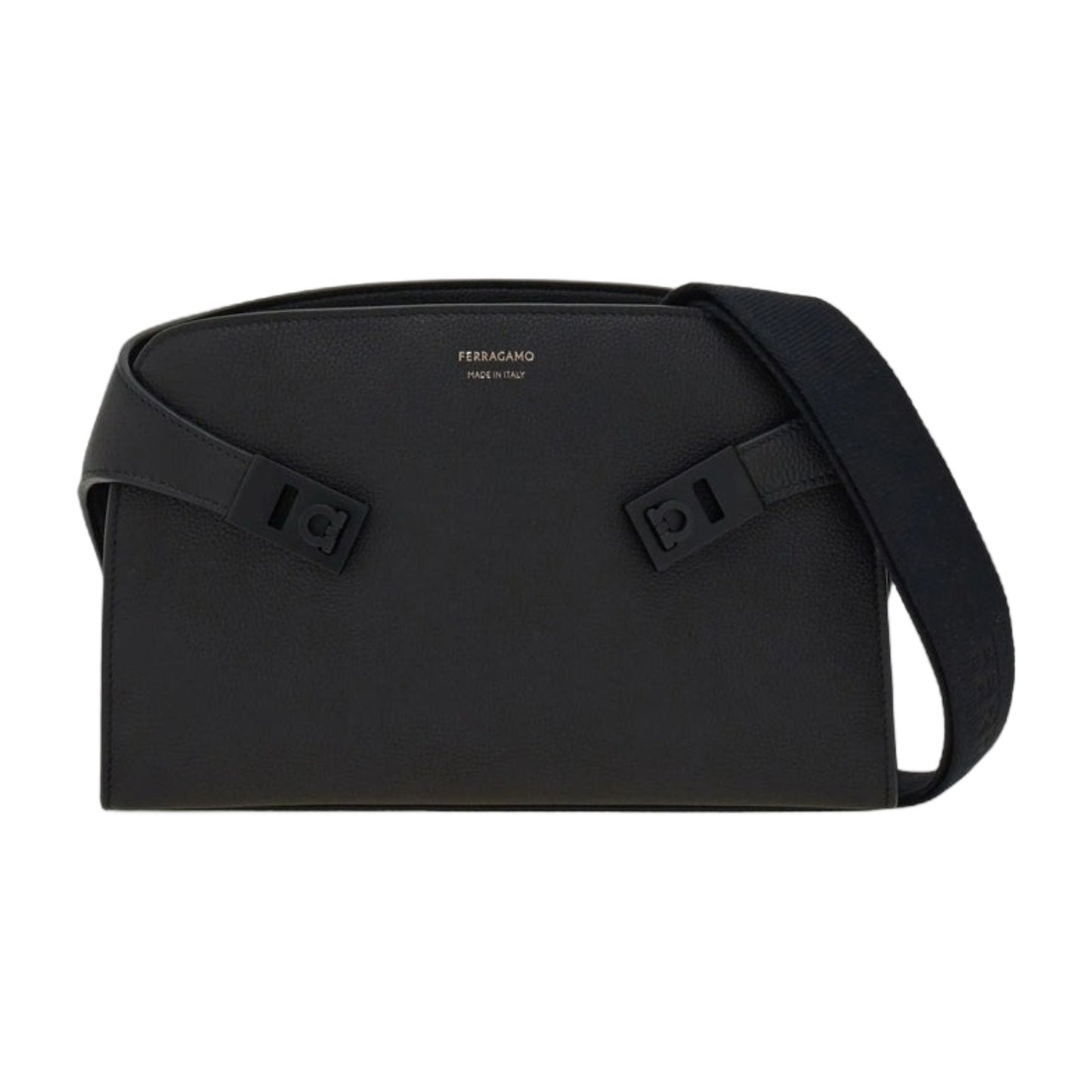 Black Calfskin Luggage With Adjustable Shoulder Strap