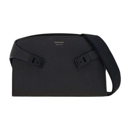 Black Calfskin Luggage With Adjustable Shoulder Strap