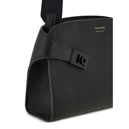 Black Calfskin Luggage With Adjustable Shoulder Strap