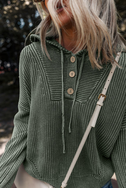Threaded Pear Sofioya Knit Drawstring Hooded Sweater