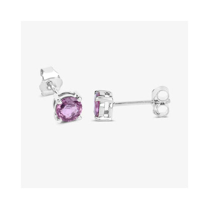 1.30 Ct Round Pink Sapphire Prong 10K Gold Stud Earrings