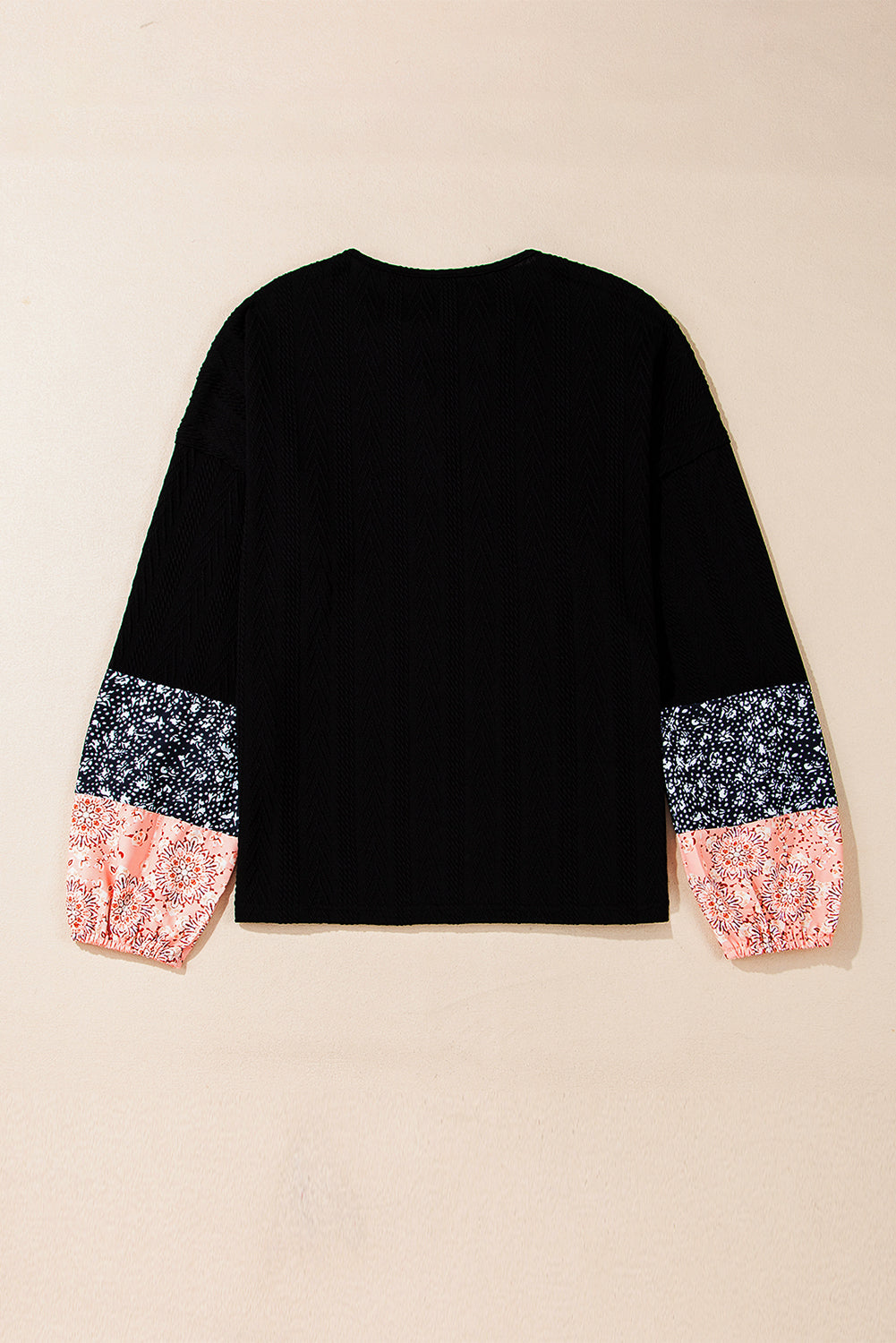 Threaded Pear Poppy Textured Knit Drawstring Blouse