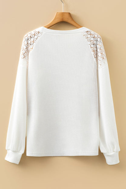 Threaded Pear Ava Sleeve Textured Pullover Long Sleeve Top