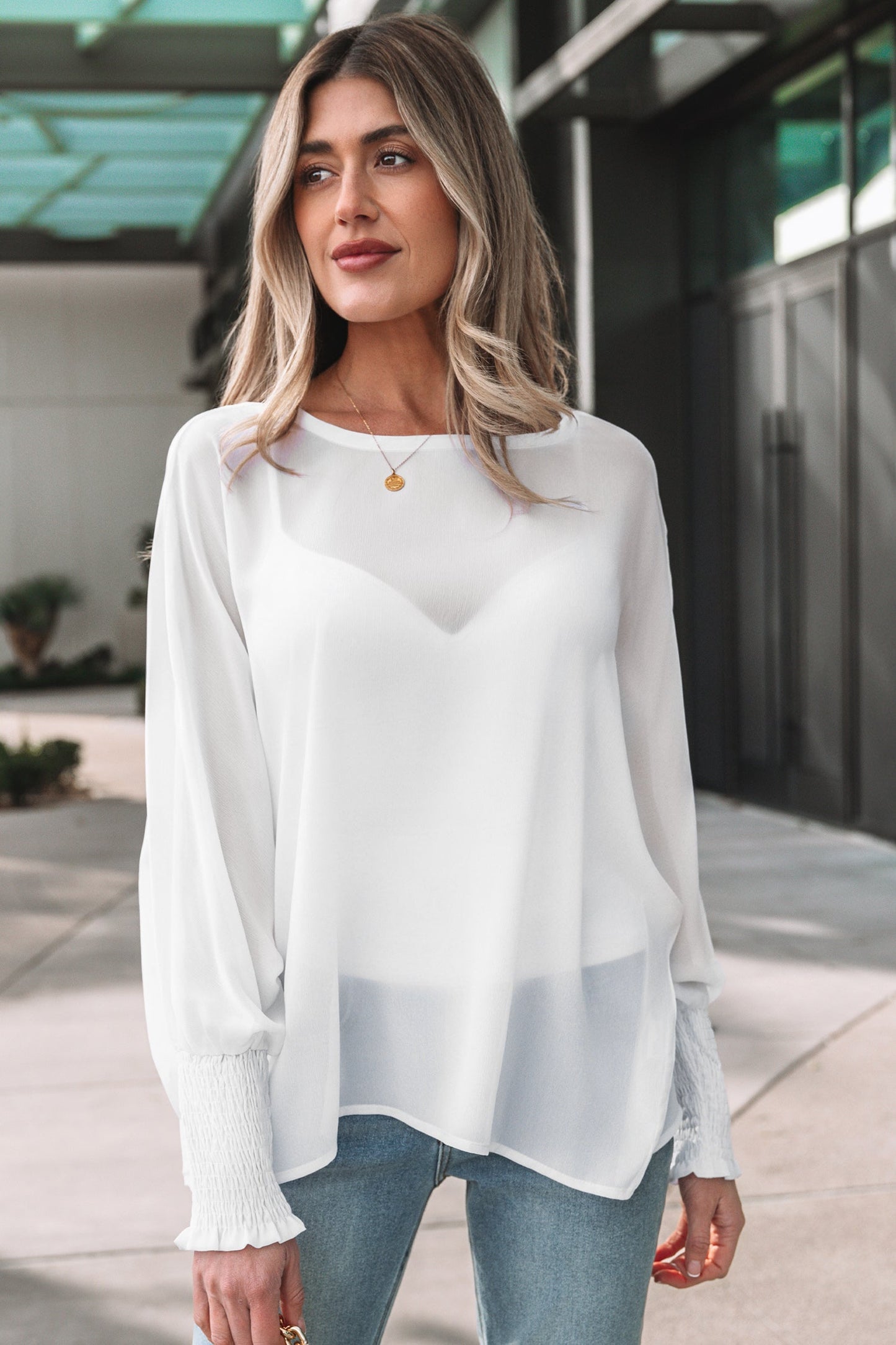 Threaded Pear Gwen Sleeve Dolman Blouse Long Sleeve Top