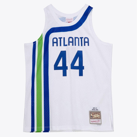 Mitchell & Ness Men's NBA White Jersey Hawks 1970 Pete Maravich