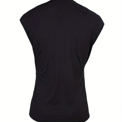 Women's Sleeveless Collar With Unique Design T-shirt Top