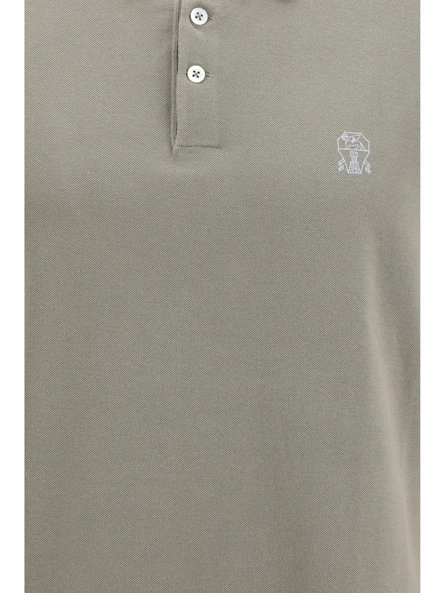 Polo Shirt Cotton Khaki/Grey