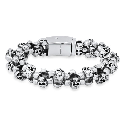 Skull Link Stainless Steel Bracelet