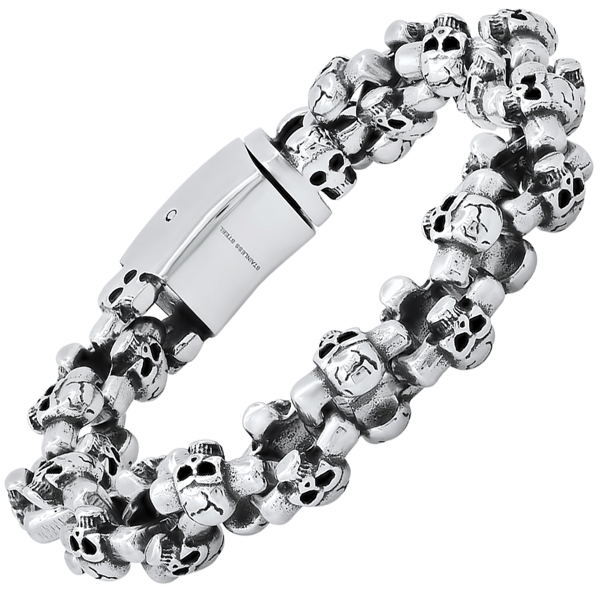 Skull Link Stainless Steel Bracelet