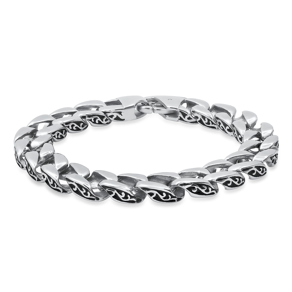 Iron Vortex Etched Link Bracelet