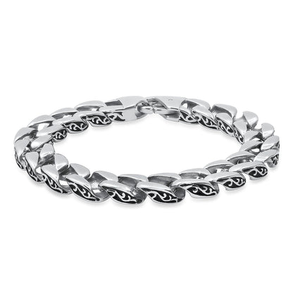 Iron Vortex Etched Link Bracelet