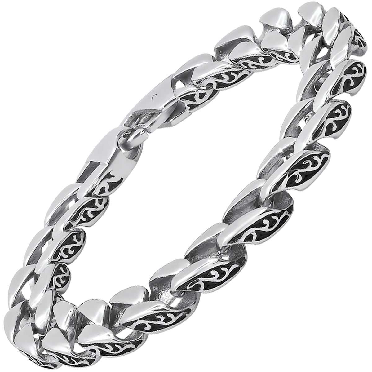 Iron Vortex Etched Link Bracelet