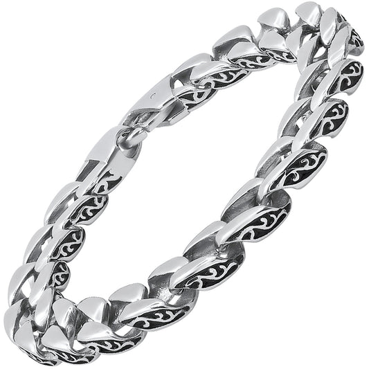Iron Vortex Etched Link Bracelet