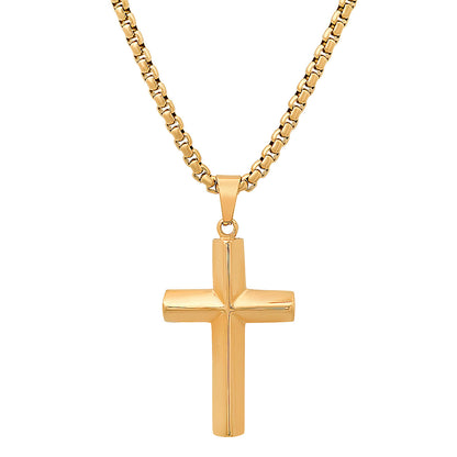 18K Gold Plated Stainless Steel Knife Edge Cross Pendant