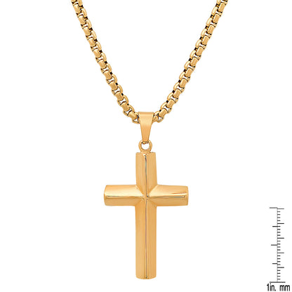 18K Gold Plated Stainless Steel Knife Edge Cross Pendant