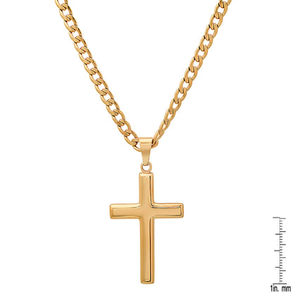 18K Gold Plated Stainless Steel Plain Flat Cross Pendant