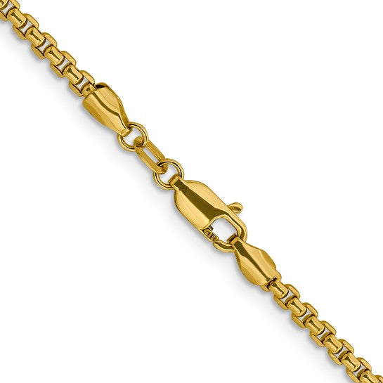 14K Yellow Gold Diamond-Cut Round Box Chain Necklaces