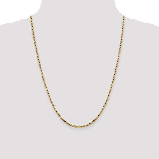14K Yellow Gold Diamond-Cut Round Box Chain Necklaces