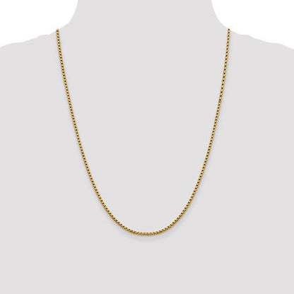 14K Yellow Gold Diamond-Cut Round Box Chain Necklaces