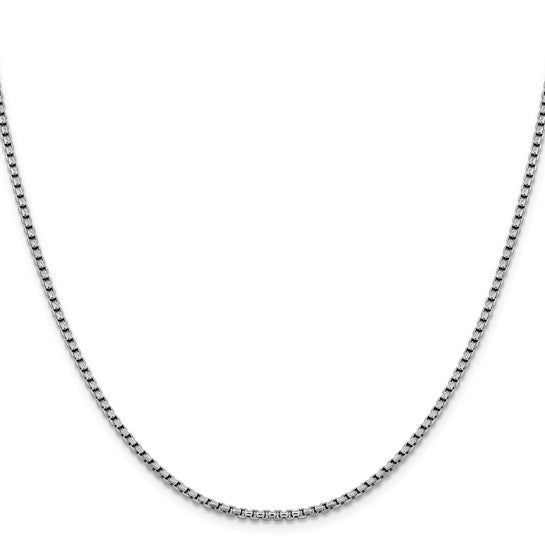 14K White Gold Diamond-Cut Round Box Chain Necklaces