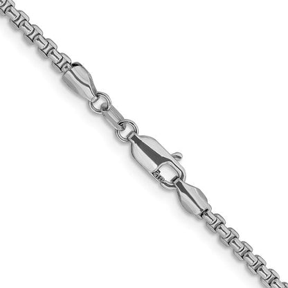 14K White Gold Diamond-Cut Round Box Chain Necklaces