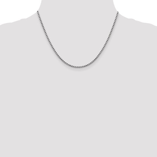 14K White Gold Diamond-Cut Round Box Chain Necklaces