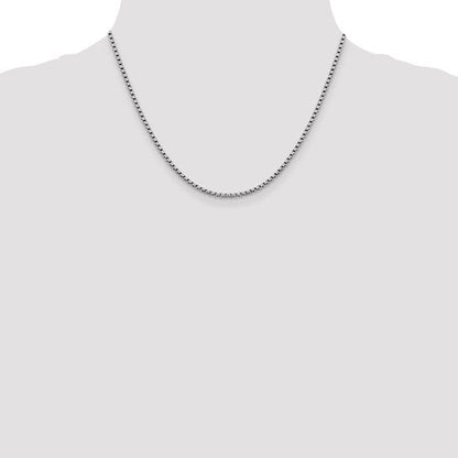 14K White Gold Diamond-Cut Round Box Chain Necklaces